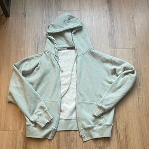 Brandy Melville Sage Green Sherpa Zip Hoodie